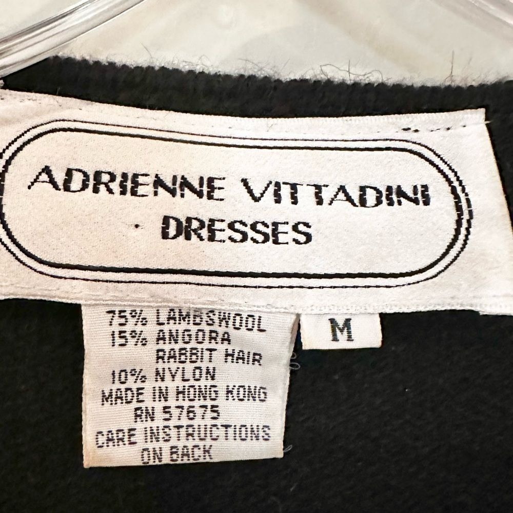 Adrienne Vittadini Vintage Wool Sweater Dress Women M Black Sequin Holiday 80s - Picture 2 of 5